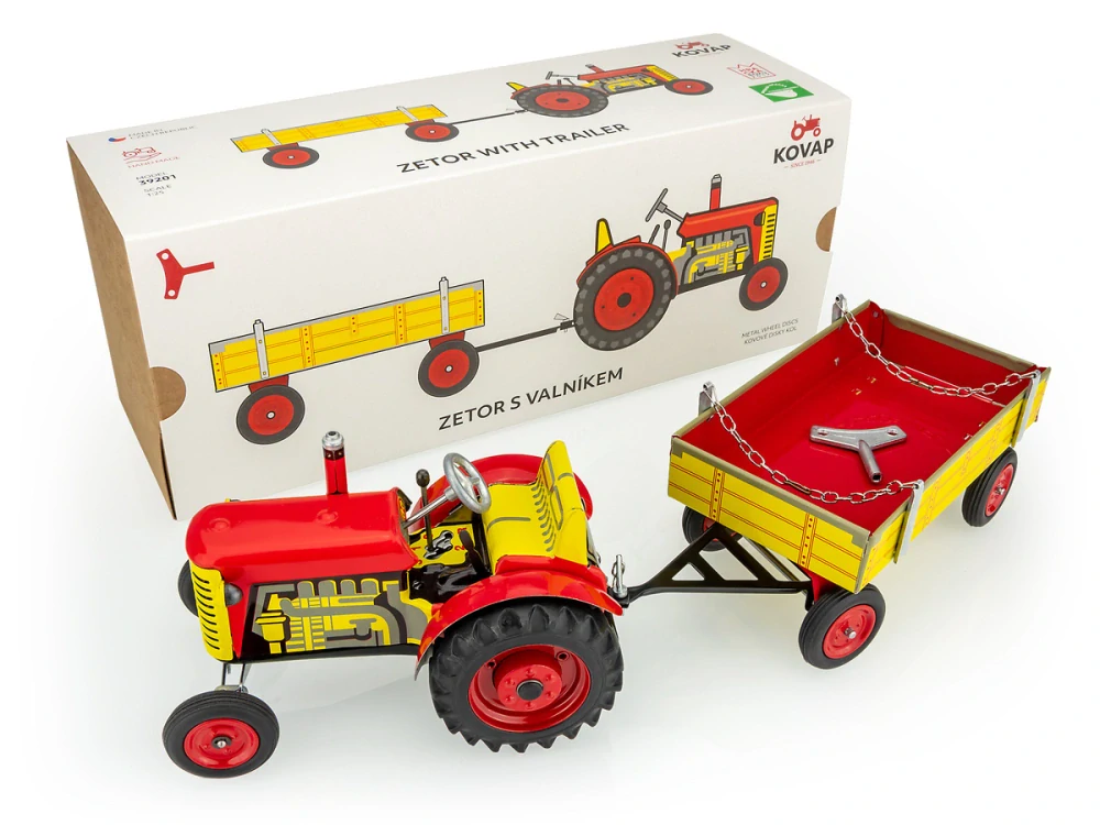 Traktor ZETOR s valníkem - červený